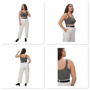 Everlane Cropped Ribbed Tank Top Womens Small Charcoal Cozy-Stretch Wool Yak New